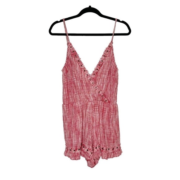 Revolve Tularosa Amelia Romper Wrap Neck Sleeveless Women Bright Red Size Medium - Picture 2 of 6